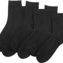 Womens Crew Socks Size 5-9 Cute Casual Athletic Crew Neutral Long Fall Cotton Socks for Women 6 Pack (Black)