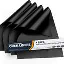 Oven Liners for Bottom of Oven - 4 Pack Large Heavy Duty Mats, 17x25 Non-Stick Reusable Liner for Electric, Gas, Toasters, Grills - BPA & PFOA Free Kitchen Accessory to Keep It Clean (Black)