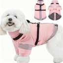 Turtleneck Dog Coat with Harness Built in - S,Soft Warm Lining | Adjustable Reflective Harness Coats for Small Dogs,Snow Day Water-Repellent,Windproof & Cold-Resistant Jacket (Light Pink) (SmallChest 17.3")