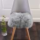 Softlife Grey Faux Fur Sheepskin Chair Cover 2 PCs Seat Cushion Pad Super Soft Area Rugs for Living Bedroom Sofa Dorm (1.6ft x 1.6ft)