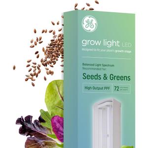 GE LED Grow Light for Indoor Plants, Integrated LED Light Fixture for Seeds and Greens, Balanced Light Spectrum, 25,000 Hours Lifespan, 72 PPF, 24 Inches, 1 Pack
