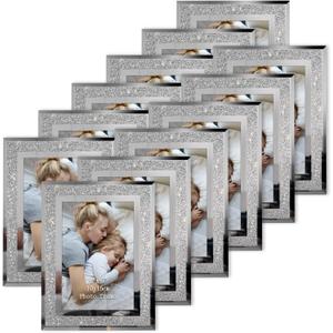 HORLIMER 12 Pack 4x6 Picture Frame, Sparkle Glass Photo Frames 4 by 6 for Tabletop, Horizontally or Vertically
