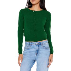 Forever 21 Women's Bow Cropped Cardigan Sweater (Green) S