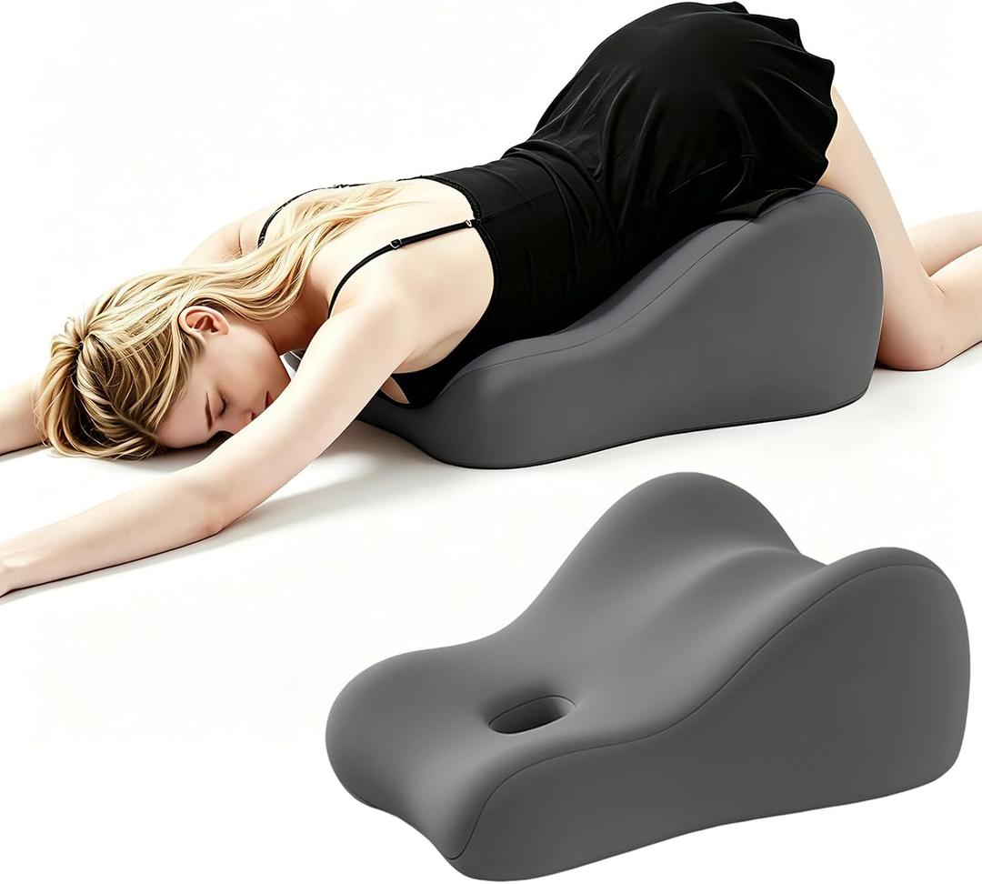 Memory Foam Wedge Pillow Intimacy Couples Pillow, Pregnant Ergonomic Contoured Position Pillow for Sleeping & Reading, Multi-Functional Bed Pillow Back Support Cushion All Grey