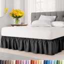 Wrap Around Dust Ruffle Bed Skirt - Black - for Queen Size Beds with 18 Inch Drop - Easy Fit Elastic Strap - Adjustable Pleated Bedskirt w/Brushed Fabric - Wrinkle Free - for Women, Men, Kids & Teens