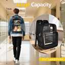 BrillaraSymn Heavy Duty Clear Backpack, Sturdy Fabric Clear Bookbag for School, Transparent PVC & Oxford Backpacks with Privacy Pocket for College Work Travel Security, Black