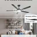 Ohniyou 60'' Ceiling Fan with Lights, Industrial Ceiling Fan with 5 Aluminum Blades, App/Remote Controlled, Dimmable, for Outdoor Patio, Living Room, Black