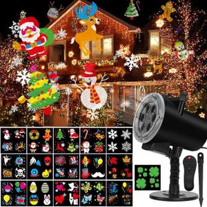 Holiday Projector Light, Syslux Halloween Christmas Projector Lights 16 HD Slides LED Waterproof Light Outdoor Indoor Lights with Remote Control for Party Garden Halloween Xmas Holiday Landscape Decor