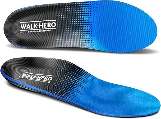 Walkhero Plantar Fasciitis Pain Relief Insoles High Arch Support Orthotic Shoes Inserts, Relieve Flat Feet and Foot Fatigue (Mens 6-6 1/2 | Womens 8-8 1/2, Blue