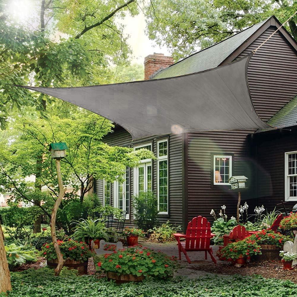 Sun Shade Sail Canopy, Patio Shade Cloth Outdoor Cover - Sunshade Fabric Awning Shelter for Pergola Backyard Garden Carport (Grey, 12' x 16' Rectangle) (Gray)