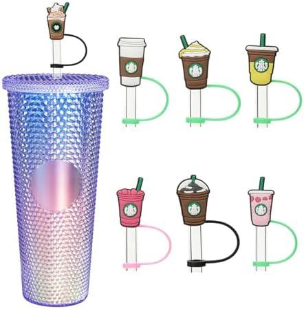 KEUYE Straw Cover Compatible With Starbucks Cup, 7Pcs Reusable Drinking Straw Cover, Splash Proof Straw Cover Cap, Straw Covers Cap for Tumbles, Cups Accessories (7-8MM-7PCS)