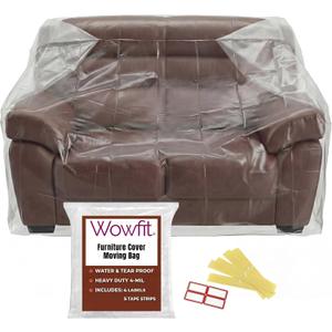 Wowfit Furniture Cover Dust-Proof Moving Bag for Loveseat, Sofa & Boxes Clear, Odorless Plastic - 4mil-Thick 68.1W x 42D x 62/41H Inches
