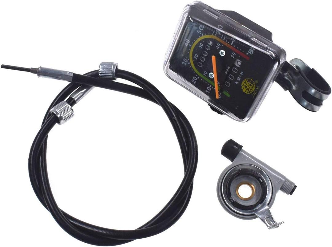 HGC Resettable Speedometer Odometer Gauges Analog Classic Style Vintage Universal For 26" Motorized Bike Exercycle