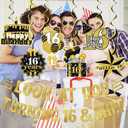 2 x Look at You Turning 16 Banner, Sweet 16 Party Decorations, Happy 16th Birthday Banner, 16th Birthday Decorations For Girl, Gold Glitter