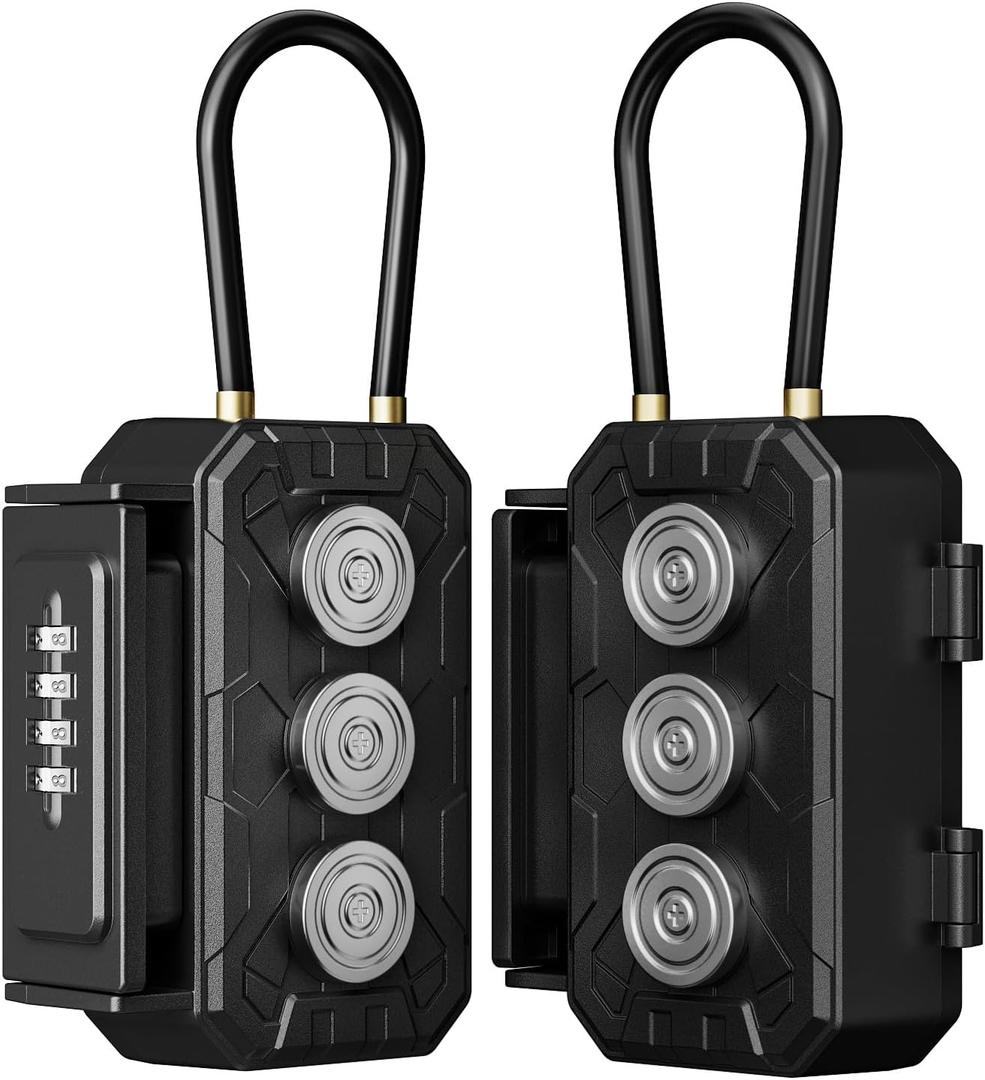 Lock Box with Magnetic Key Holder,Magnet Key Box for Under car,Hide with Combination Lock with 3xN52 Strong Magnet for Storage Indoors, Outside (Classic, Regular2)