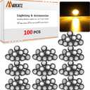 3/4" Round 3 LED Side Marker Clearance Lights Front Rear Top Marker Indicators Tail Light Waterproof for Trailer Truck Car Bus Van Pickup RV Wrangler ATV UTV (100Pcs Amber LED Lights Clear Lens)