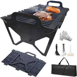 Slot Grill - Collapsible BBQ Grill for Easy Storage, Upgraded Thickened Steel, Tool-Free Setup, Lightweight & Compact, Portable Slot Grills Collapsible for Camping, Tailgating & Outdoor Cooking(Large)