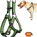 No Pull Dog Harness with Reflective Adjustable,Stops Pets from Pulling and Choking On Walks for Medium/Large Dogs (Green, XL)