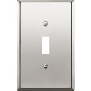 LIDER Toggle Light Switch Metal Wall Plate, Stainless Steel Switch Cover, Corrosion Resistant, Mid-Size 1-Gang 4.88" x 3.11", Stainless Steel, LMWP-11M-PC, Polished Chrome