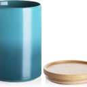 Sweejar Ceramic Food Storage Jar, Stackable Kitchen Canisters, Containers with Airtight Seal Wooden Lid for Serving Ground Coffee, Tea, Sugar, Salt and More - 28 Fl Oz (Gradient Blue)