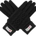 BRUCERIVER Womens Winter Touchscreen Knit Glove With Thinsulate Lining Cabel design Rib Cuff (Black)