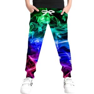 UNICOMIDEA 6-16T Boys Pants Girls Funny Joggers Sports Sweatpants with Drawstring (10-12 Years, 01 Black Green 02)