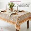 ATOSII Cotton Blockprint Rectangle Table Cloth, Clover Yellow, 120" X 72"