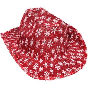 Christmas Cowboy Cowgirl Santa Hat Western Hat Gliiter Party Hat for Women and Men for Christmas Party Activity (Red)