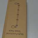 LUXEAR Suction Cup Towel Bar, 24 inches Adjustable Towel Rack Holder, No Drill & Removable Bathroom Towel Holder with 5 Sliding Hooks, Wall Mounted Towel Hanger for Shower Room, Kitchen, Door - White