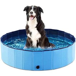 Jasonwell Foldable Dog Pet Bath Pool Collapsible Dog Pet Pool Bathing Tub Kiddie Pool Doggie Wading Pool for Puppy Small Medium Large Dogs Cats and Kids 32" Blue