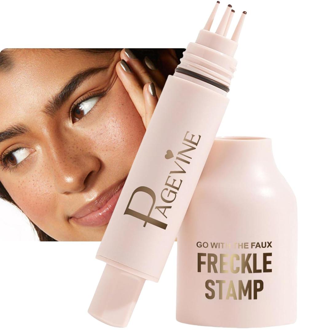 Freckle Stamp Pen, Waterproof Fake Freckles Stain Pen, Quick-Dry Natural-Looking Faux Freckle Stamp Marker Pencil Tool for Sunkissed Look, 5-Point Freckle Stain Stamp, Long-Lasting (2# Medium)