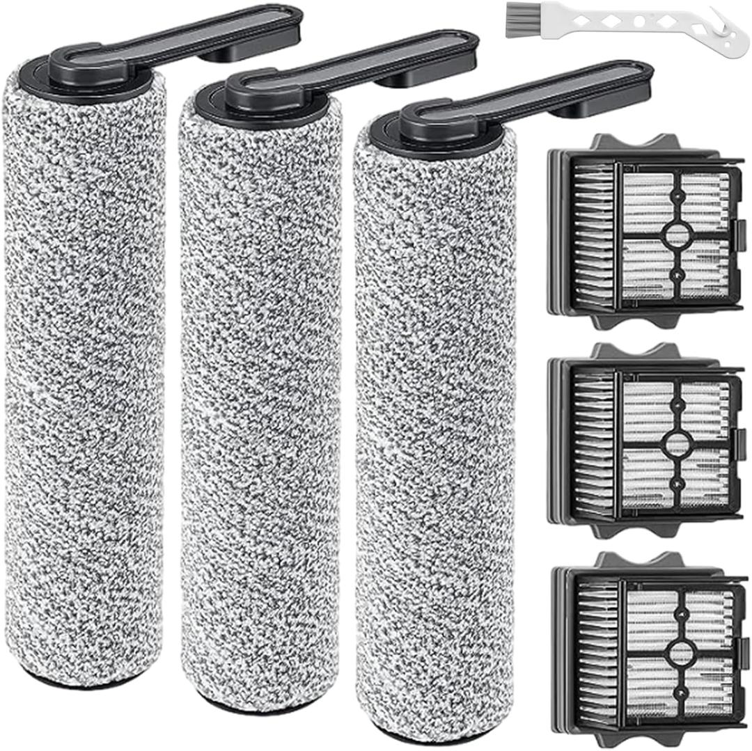 Floor One S5 Replacement Parts for Tineco Floor ONE S5/Floor One S5 Pro Smart Cordless Wet Dry Vacuum Cleaner,Tineco Accessories inclue 3 HEPA Filters & 3 Brush Rollers