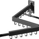 Wall Mounted Clothes Hanger,Clothes Drying Rack,Laundry Drying Rack,Clothes Rack Wall Mount,Drying Rack Clothing,Laundry Rack,Folding,Retractable,Collapsible,can Fold Upward & Left & Right (Upgrade-Black / J Shape Hooks)
