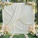 20ft12ft Ivory Backdrop Curtain for Wedding Parties, 4 Panels Wrinkle Free Polyester Photo Backdrop Drapes Back Drop Cloth for Birthday Photography Background