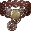 WERFORU Women Vintage Leather Belt Western Disc Waist Belts Ladies Western Belt Boho Belt for Dress Jean-XS