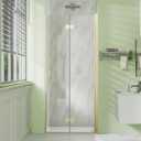Sunrosa Frameless Bifold Shower Door, 35-2/8" W x 72" H Hinged Folding Shower Door, Glass Shower Door in Brushed Gold, Right Installation
