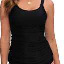 Tankini Tops for Women Swimsuits Top Only Tummy Control Bathing Suit Top No Bottom, L