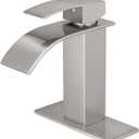 VOTON Bathroom Faucets Brushed Nickel Waterfall Bathroom Sink Faucet Modern Single Handle Bathroom Faucet for 1 or 3 Holes with Deck Plate