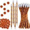 Tinlade 72 Pcs Basketball Pencils and Erasers for Kids Fun Wooden Pencils for Kids Boys Sports Themed Stuff Birthday Party Favors Gifts Goodie Bags Students Stationery Party School Office Supplies