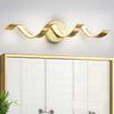 LED Modern Bathroom Vanity Light Fixtures, 24 inch Gold Wall Lamp Bedroom 4000K, Spiral Design Wall Sconce for Mirror, Living Room, Bedroom, Hallway 15W