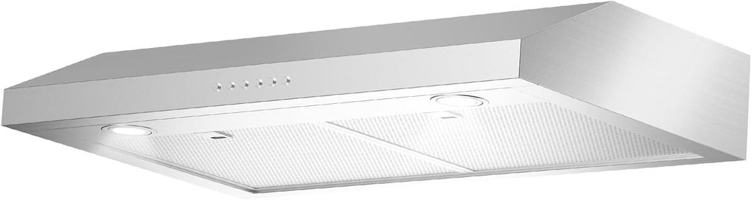 ONEEON 30 Inch Under Cabinet Range Hood, 4-Speed Exhaust Fan, 2 Baffle Filters, Bright LED Lights, Stainless Steel Finish