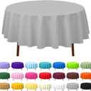 CXPSINC 8 Pack Premium Disposable Plastic Tablecloth 84" Round Table Cover for Birthdays Weddings Christmas Anniversary (Silver Grey)
