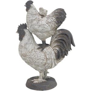 Deco 79 Polystone Rooster Decorative Sculpture Home Decor Statue, Accent Figurine 8" x 5" x 12", White