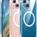 FNTCASE for iPhone 13 Phone Case: Clear Phone Case with Screen Protector Magnetic Military Grade Drop Protection Anti Yellowing Cell Phone Cover - Rugged Shockproof Protective Bumper (A-Clear)