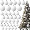 Baderke 36 Pcs 4 Sizes Christmas Ball Ornaments Xmas Christmas Tree Decorations Ball with Hanging Loop and Rope Holiday Party Wreath Home Decor (White,Shinny)