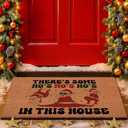 Lanpn Christmas Welcome Natural Coir Door Mat, Santa Large Coco Front Door Outdoor Doormat Outside Entrance Porch Non Slip Rubber Rug Winter Xmas Farmhouse Decor (Brown, 36x24 inch)