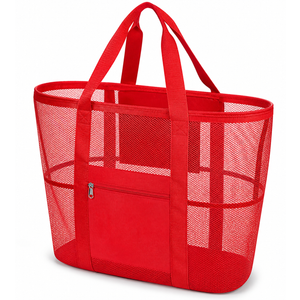 Large Mesh Beach Tote 2 Pack, Red