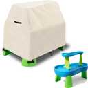 Kids Water Table Cover Fit Rain Showers Splash Pond Water Table,Waterproof Dust Proof Anti-UV Outdoor Toys Cover-Cover only (Beige)