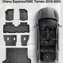 Floor Mats for Chevy Equinox for GMC Terrain 2024 2023 2022 2021 2020 2019 2018, All-Weather TPE Floor Mats Rear Backrest Mats Cargo Liner Custom Fit for Chevrolet Equinox Terrain Accessories