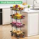 SAYZH Fruit Basket Kitchen Pantry Organizers and Storage - 4 Tier Stackable Metal Wire Basket Stand for Fruit Vegetable Snacks Jars Bins Containers Organization(Black, 4 Tiers)